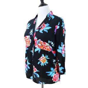 Anthropologie Maeve Size 10 Woodland Walk Shirt Black Floral
